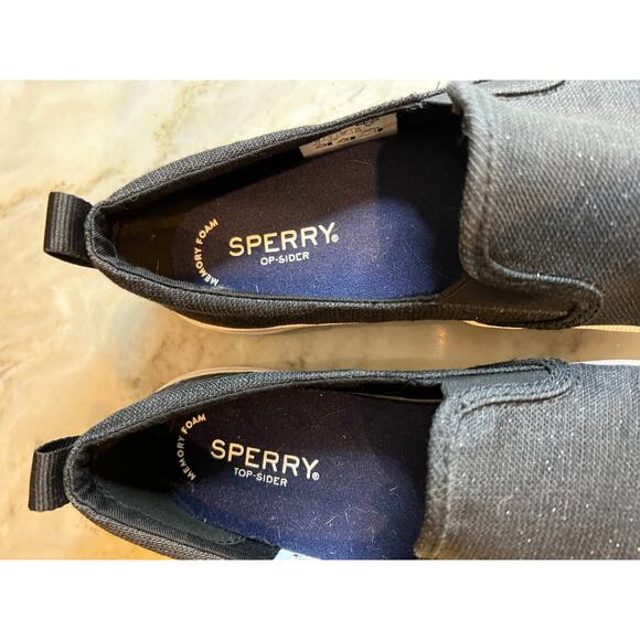 Sperry Low Top Slip on Sneakers Black Sparkle 6.5 - Picture 6 of 7